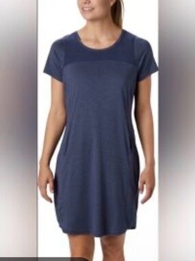 Columbia Gorpcore Utility T-Shirt Dress - Blue Sun Protection Dress with Pockets